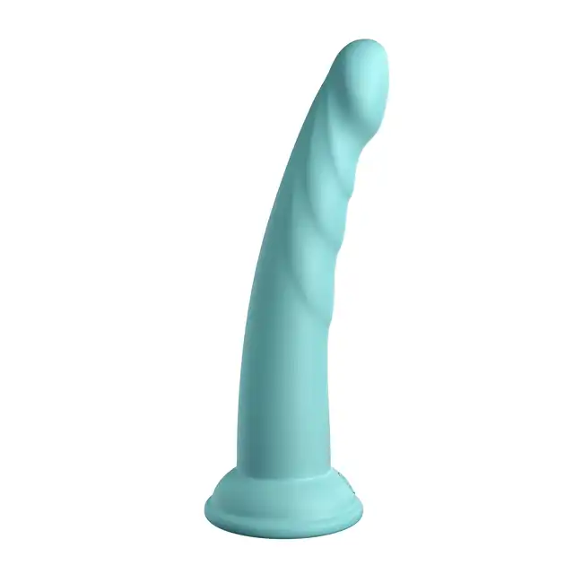 Dillio - Slim Seven 7 Inch. Prążkowane dildo w kolorze miętowym z silikonu premium utwardzanego platyną. 19,7 cm  długości