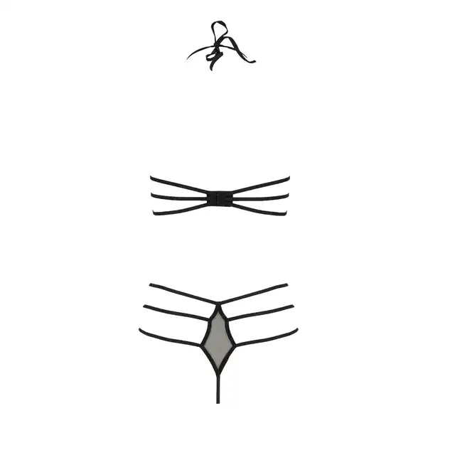 Passion - Rita Set L/XL. Wyjątkowy komplet bielizny damskiej z otwartymi miseczkami w stylu harness. Zjawiskowy paseczkowy komplet