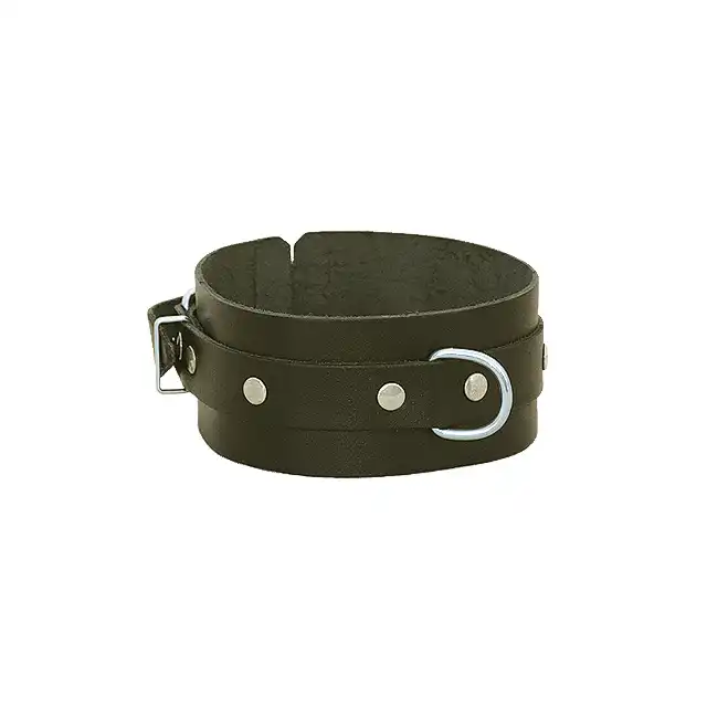 Leder - Obroża z czarnej solidnej skóry. Model 1001. 