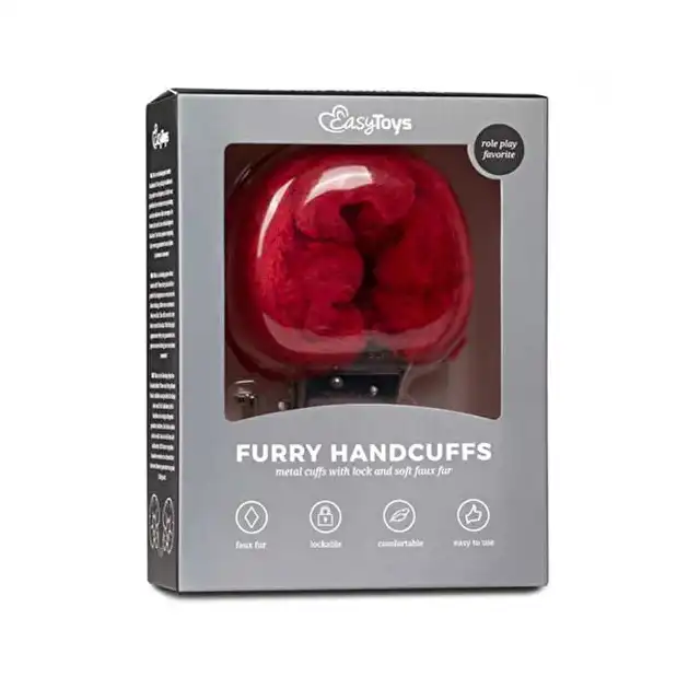 Easy Toys - Kajdanki z puszystym futerkiem. Czerwone