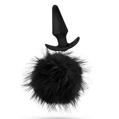 Pom Plugs - zatyczka z puszystym ogonkiem. Kolor czarny