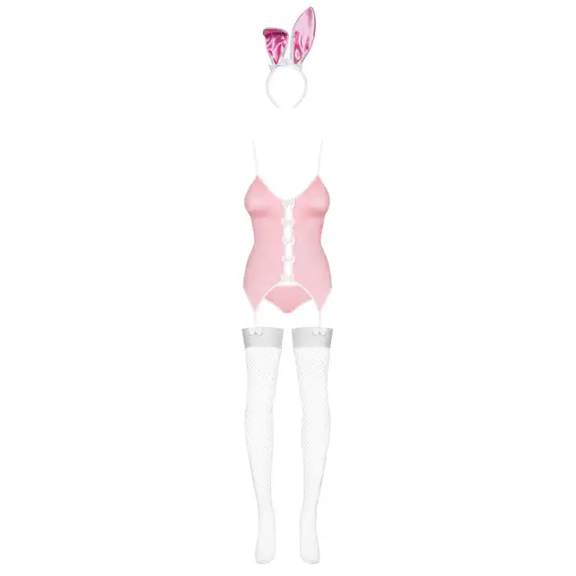 Obsessive- kostium słodkiego króliczka L/XL różowy 4-częściowy 