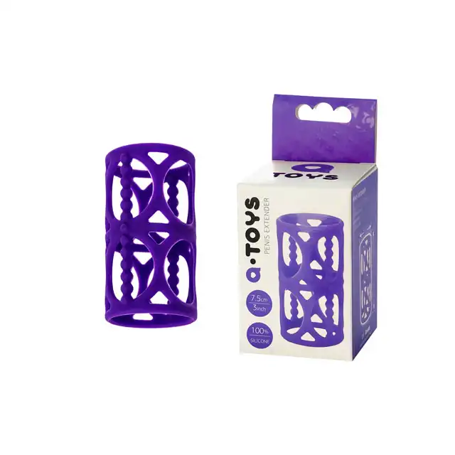 A-Toys - Penis Extender. Fioletowa wodoodporna nakładka na penisa w kompaktowym rozmiarze z wypukłą fakturą 