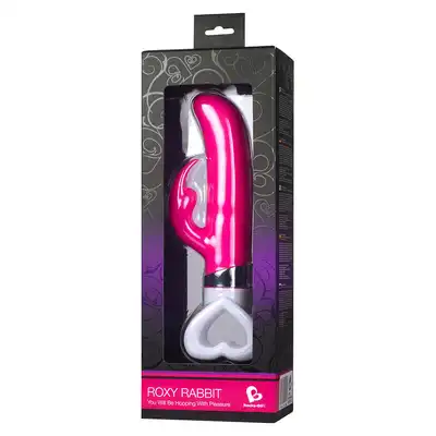 Rocks`s Off - Roxy Rabbit Pink. Wyjątkowy różowy wibrator z pięknym uchwytem w kształcie serduszka. Mega Sale!