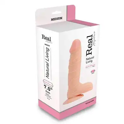 Real Rapture - Realistic Flesh Vibrator 7,5 cm. Wibrator z przyssawką 21,5 cm