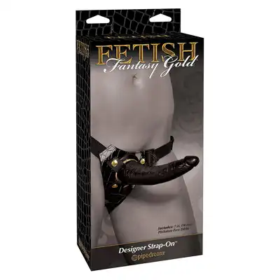 Fetish Fantasy - Gold Designer. Czarno-złoty strapon dla kobiet 