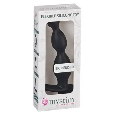 Mystim - Big Bend-it! Electrosex. Silikonowy, czarny stymulator prostaty z funkcją elektrostymulacji. Moc intensywnych doznań!