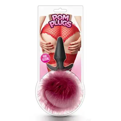 Pom Plugs - zatyczka z puszystym ogonkiem. Kolor bordowy.