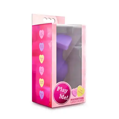 Blush - Candy Heart Fuck Me Purple L - fioletowy korek analny z napisem. Kształt serca na końcówce