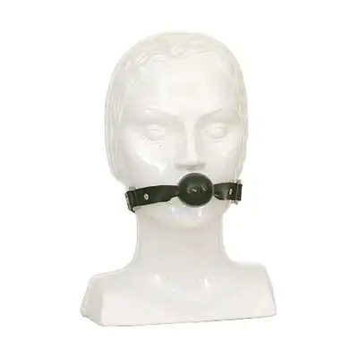 Leder - Czarny skórzany knebel. Model 8016. Uniwersalny rozmiar, regulacja. 