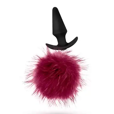Pom Plugs - zatyczka z puszystym ogonkiem. Kolor bordowy.