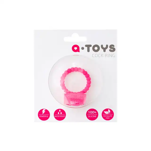 A-Toys - Pink Cock Ring. Wodoodporny silikonowy pierścień wibrujący dla podwójnej przyjemności