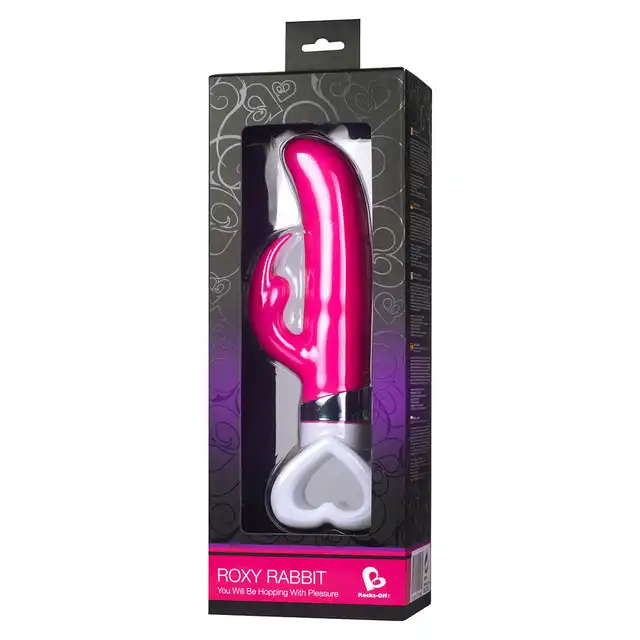 Rocks`s Off - Roxy Rabbit Pink. Wyjątkowy różowy wibrator z pięknym uchwytem w kształcie serduszka