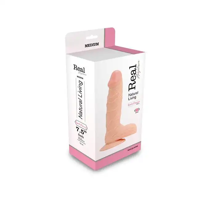 Real Rapture - Realistic Flesh Vibrator 7,5 cm. Wibrator z przyssawką 21,5 cm