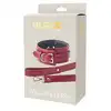 Blaze - Elite Collar And Leash Red. Czerwono-złoty elitarny zestaw BDSM. Obroża i smycz z eko skóry. 