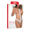 Daring - Tuxedo Panty White S/M. Figlarne majteczki z kołnierzykiem, przebranie pokojówki. Idealny wstęp do roleplay dla początkujących