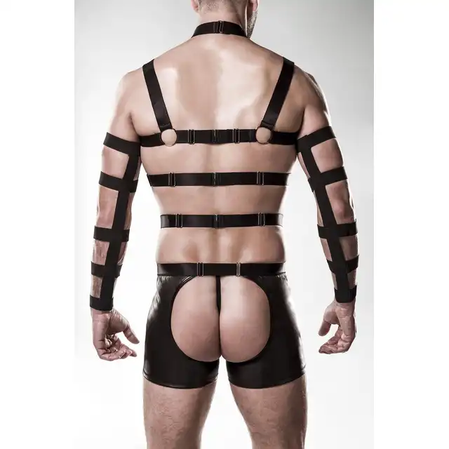 Grey Velvet - 4-teiliges Harness Men S/M. Męski, efektowny i seksowny komplet uprzęży harness