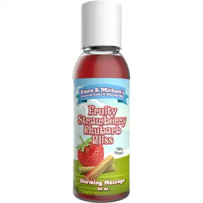 Vince &amp; Michael`s - Warming Strawberry Rhubarb 50 ml. Rozgrzewający lubrykant i olejek do masażu o smaku truskawki i rabarbaru