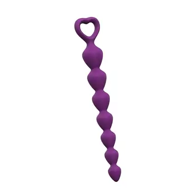 Love to Love - Bing Bang S Purple - koraliki analne w fioletowym kolorze. Rączka w kształcie serca