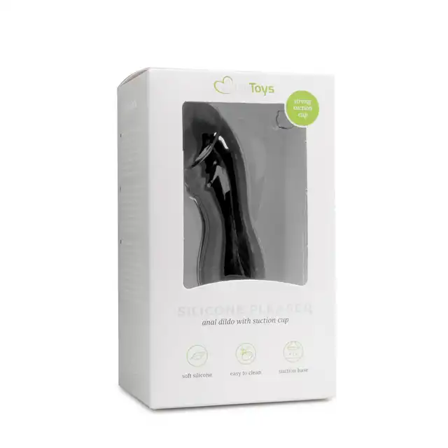 Easy Toys - Silicone Pleaser Black. Czarne silikonowe dildo analne z mocną przyssawką. Półrealistyczny design