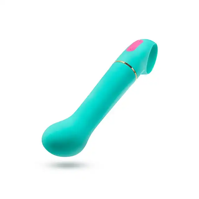Aria - Flirty AF Teal. Niesamowity wibrator do punktu G z wodoodpornością IPX7 . Z silikonu utwardzanego platyną. 