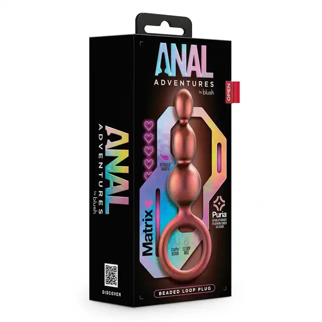 Anal Adventures - Matrix Beaded Loop Plug. Wtyczka analna z trzema koralikami analnymi. Atrakcyjny design, kolorystyka i najwyższej jakości materiał