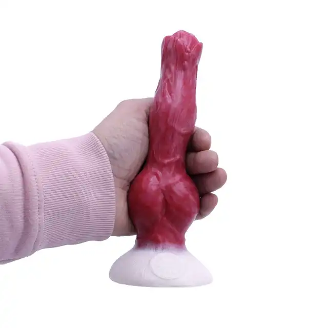 Kiotos Monstar - Dildo Beast 64 Squirt - zwierzęcy penis z opcją wytrysku. Dwukolorowe dildo