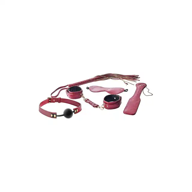Blaze - Elite BDSM Set Red. Elegancki, 5-częściowy zestaw do BDSM, czerwono-złoty. Luksus i styl. 