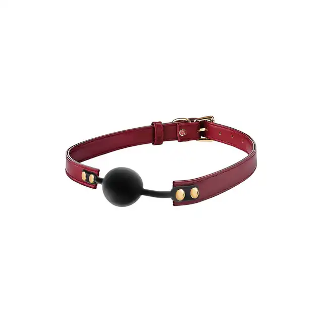 Blaze - Elite Ball Gag Red. Czarno-czerwony knebel w kształcie kulki z regulowanym paskiem z eko skóry