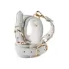 Blaze - Elite Anklecuffs White. Stylowe białe kajdanki na kostki ze złotymi elementami i łańcuchem o 12 cm długości 