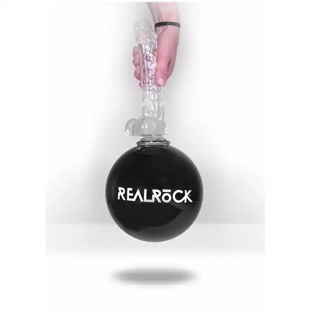 Shots Toys - Realistic Dildo With Balls 25,4 cm. Transparentne, fioletowe dildo z mocną przyssawką i ciekawą teksturą