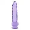 Shots Toys - Realistic Dildo With Balls 25,4 cm. Transparentne, fioletowe dildo z mocną przyssawką i ciekawą teksturą