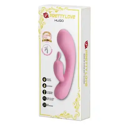 Pretty Love - Hugo USB. Elastyczny wibrator z dwufazowym stymulatorem łechtaczki z miękkiego silikonu
