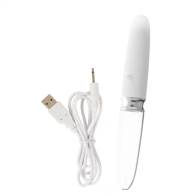 Liaison - Straight LED Vibrator - ultranowoczesny dwustronny wibrator. Gładki silikon i najwyższej klasy szkło. Nieziemskie światło LED