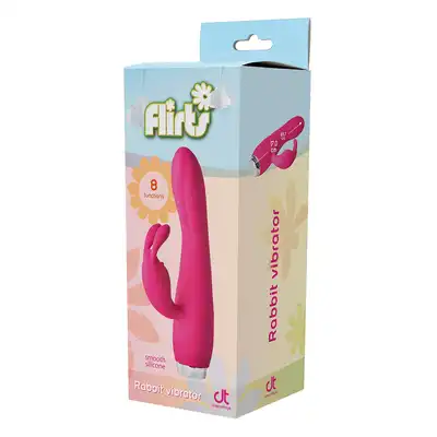 Dream Toys - Flirts Rabbit Vibrator. Poręczny wibrator z żebrowanym trzonem i super stymulującymi króliczymi uszkami