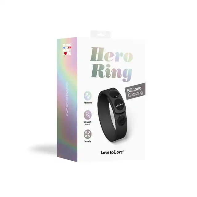 Love to Love - Hero Ring Black - regulowany ring na penisa w kolorze czarnym. Zwiększona i dłuższa erekcja 
