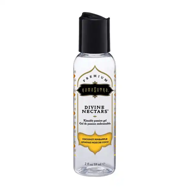 Kama Sutra - Divine Nectare Body Glide Coconut Pineapple 59 ml - smakowy lubrykant na bazie wody. Rozpływający się w ustach. Kokos i ananas