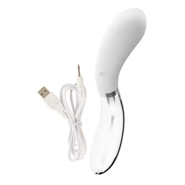 Liaison - Curve LED Vibrator -  ultranowoczesny dwustronny wibrator. Gładki silikon i najwyższej klasy szkło. Nieziemskie światło LED