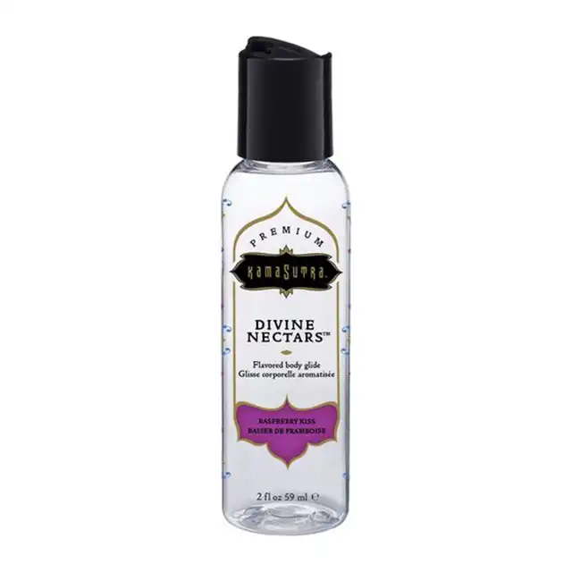Kama Sutra - Divine Nectare Body Glide Raspberry Kiss 59 ml - smakowy lubrykant na bazie wody. Rozpływający się w ustach. Malina