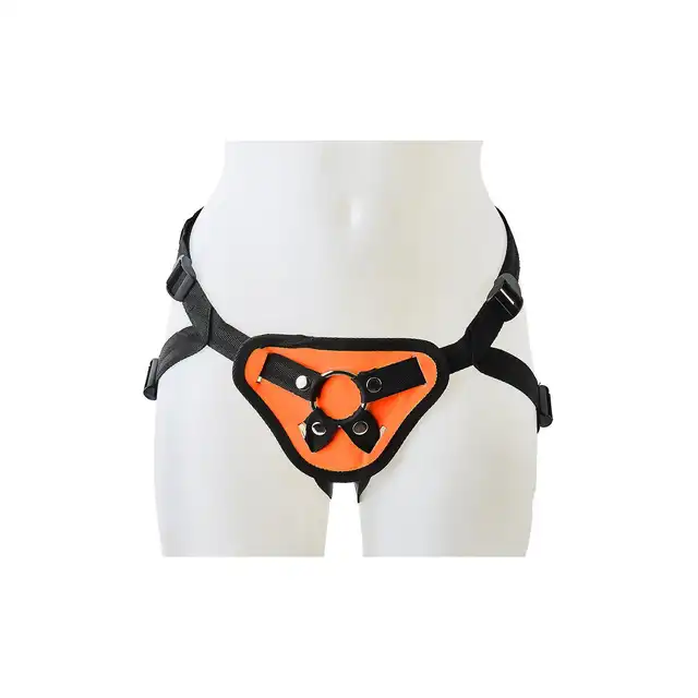 Radiant - Strap-on Glow In The Dark Orange. Świecąca w ciemności uprząż strapon z wymiennymi ringami i zatrzaskami