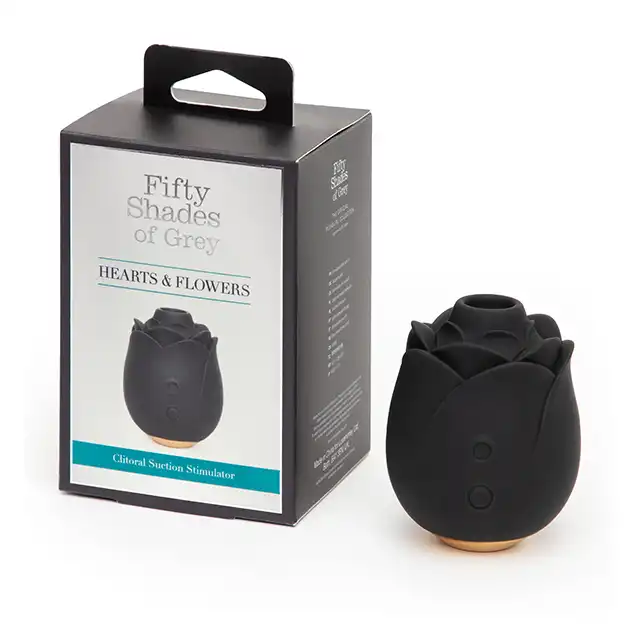 Fifty Shades of Grey - Suction Rose Black. Czarna różyczka do łechtaczki, stymulacja ciśnieniowa w trybie incognito