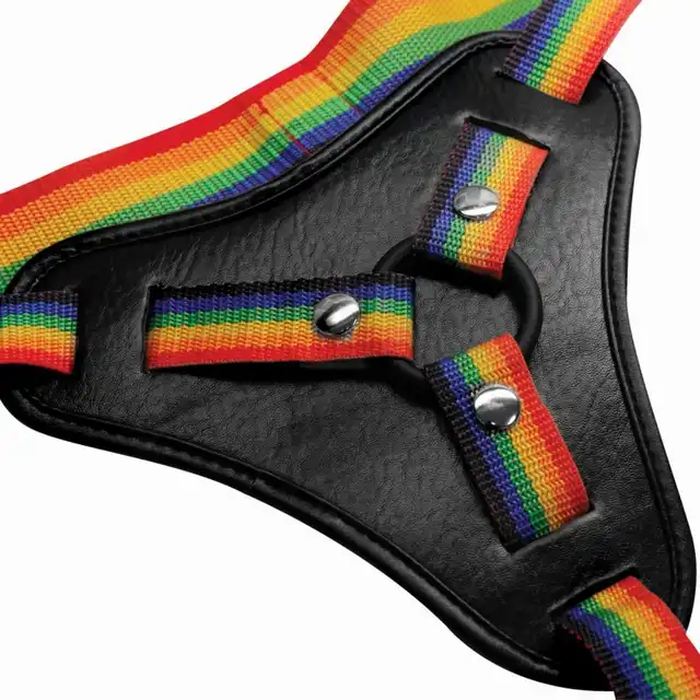 Strap-U- Take The Rainbow. Całkowicie regulowany uprząż strapon z tęczowym pasem. Wysoka jakość, miękkie amortyzowane wnętrze