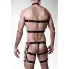 Grey Velvet -Ketten Set String S/M. Odważnie seksowny męski komplet w stylu harness z łańcuchami