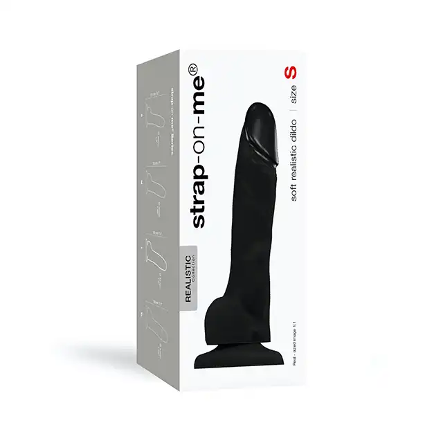 Strap-On-Me - Soft Realistic Dildo Black S. Realistyczne dildo z super miękkiego silikonu, zdefiniowane żyły i żołądź