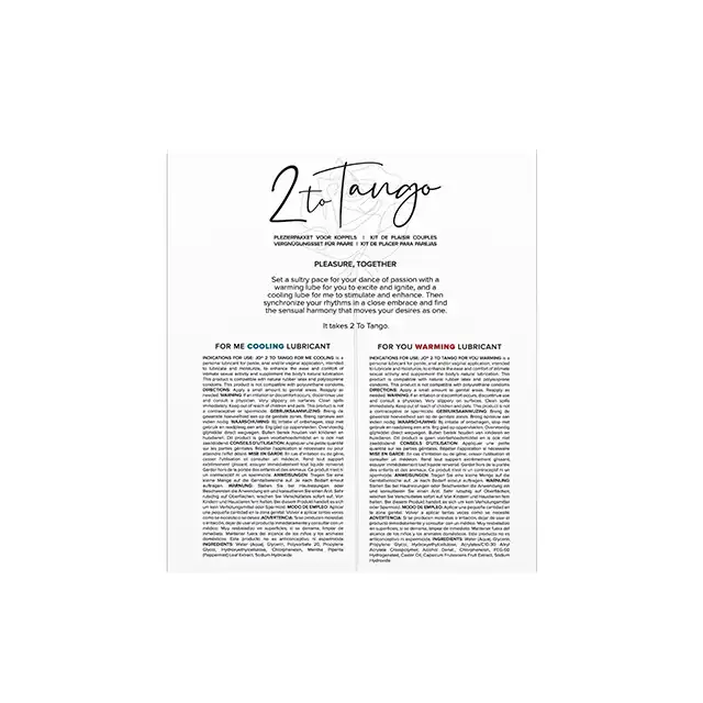 System JO - 2 To Tango Pleasure Kit. Zestaw dwóch lubrykantów dla niej i dla niego. Efekt chłodzący i rozgrzewający