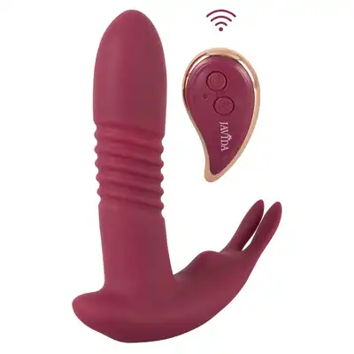 Javida - RC Hands-free Vibrator. Podwójny wibrator dopochwowy i łechtaczkowy. Funkcja posuwu, obrotowe kulki i wibracje dla wyjątkowych doznań, sterowanie pilotem