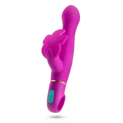 Aria - Naughty AF Plum. Świetny wibrator punktu G ze stymulatorem łechtaczki w kształcie motylka. Wytrzymały silniczek technologii Rumble Tech