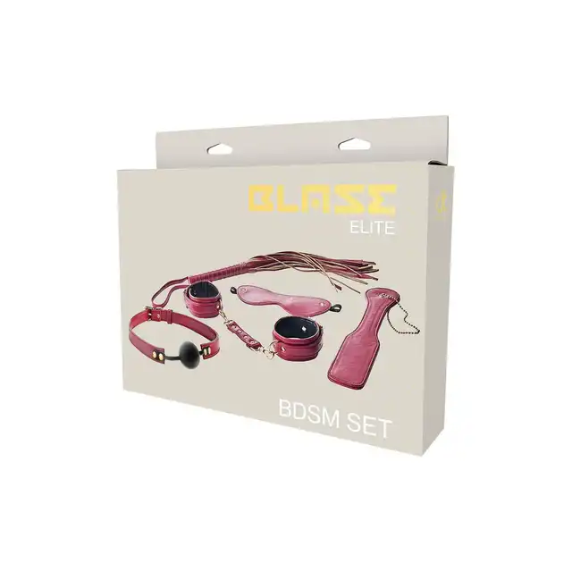 Blaze - Elite BDSM Set Red. Elegancki, 5-częściowy zestaw do BDSM, czerwono-złoty. Luksus i styl. 