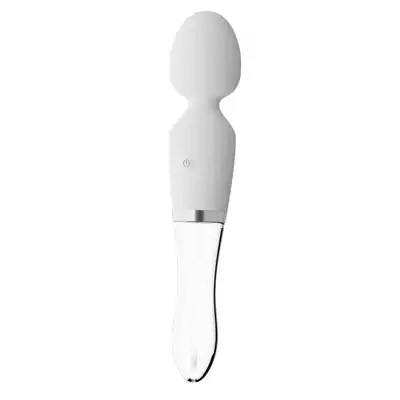 Liaison  - Wand LED Vibrator - ultranowoczesny dwustronny wibrator. Gładki silikon i najwyższej klasy szkło. Nieziemskie światło LED