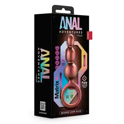Anal Adventures - Matrix Beaded Loop Plug. Wtyczka analna z trzema koralikami analnymi. Atrakcyjny design, kolorystyka i najwyższej jakości materiał